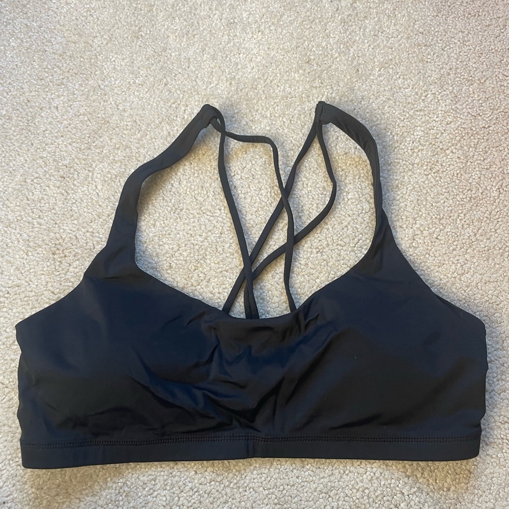 Women's Black Strappy Sports Bra